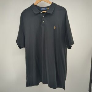 Polo Ralph Lauren Short Sleeve Polo Shirt Black Men's XXL Classic Fit Flesh Pony